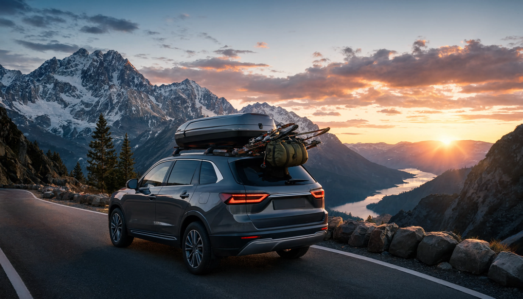Auto mit Dachbox für den Urlaub
